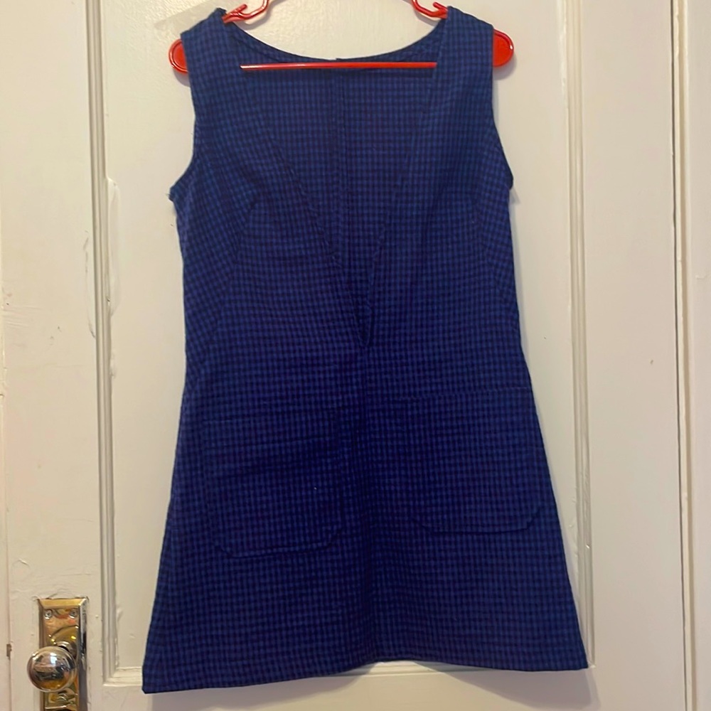 Vintage 60s Mod Style HANDMADE Wool Plaid Dress